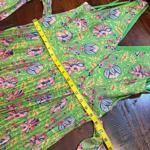 Ralph Lauren Vintage V-Neck Paisley Silk Wrap Pleated Tie Dress Green Multi 10 - Picture 10 of 14